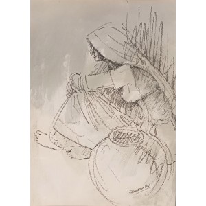 Moazzam Ali, 15 x 21 Inch, Watercolor on Paper, Figurative Painting, AC-MOZ-164